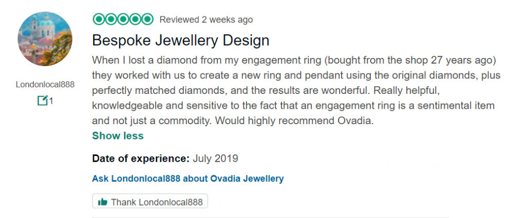 Customer review - Ovadia Jewellery